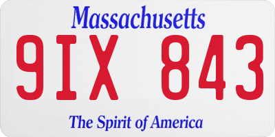 MA license plate 9IX843