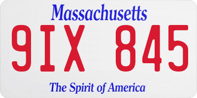 MA license plate 9IX845