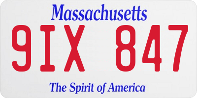 MA license plate 9IX847