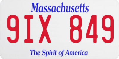 MA license plate 9IX849
