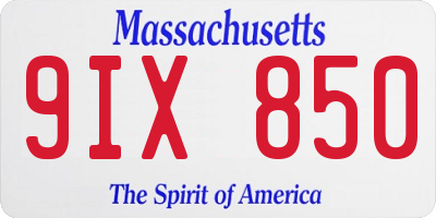MA license plate 9IX850