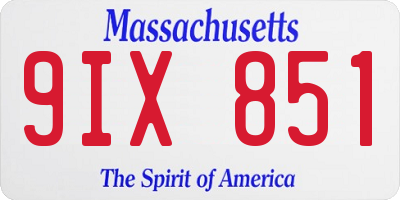 MA license plate 9IX851