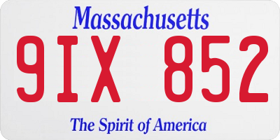 MA license plate 9IX852
