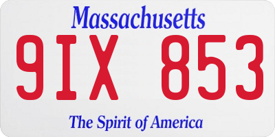 MA license plate 9IX853