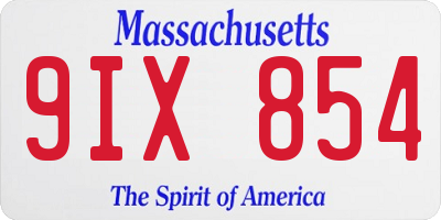 MA license plate 9IX854