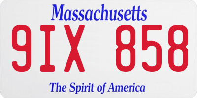 MA license plate 9IX858