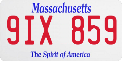 MA license plate 9IX859