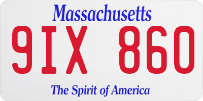MA license plate 9IX860