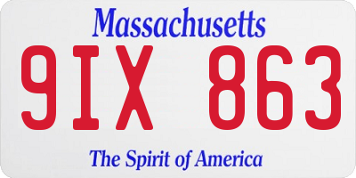 MA license plate 9IX863