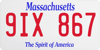 MA license plate 9IX867