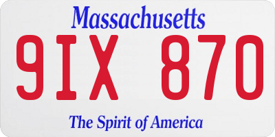 MA license plate 9IX870