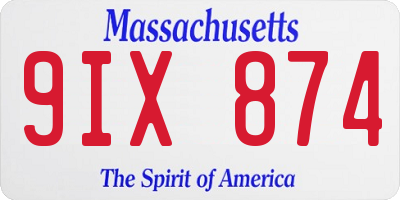 MA license plate 9IX874