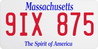 MA license plate 9IX875