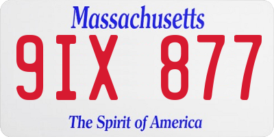 MA license plate 9IX877