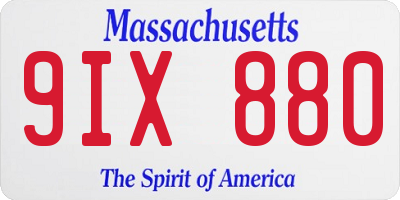 MA license plate 9IX880