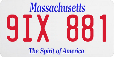 MA license plate 9IX881
