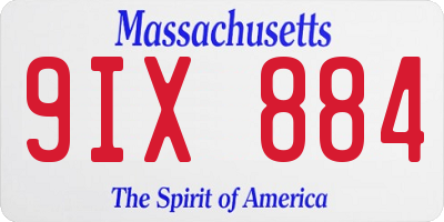 MA license plate 9IX884
