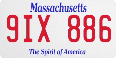 MA license plate 9IX886