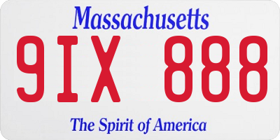 MA license plate 9IX888