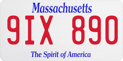 MA license plate 9IX890