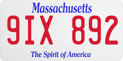 MA license plate 9IX892