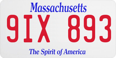 MA license plate 9IX893