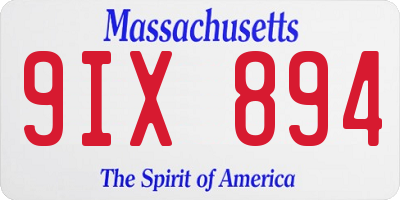 MA license plate 9IX894