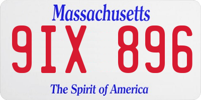 MA license plate 9IX896