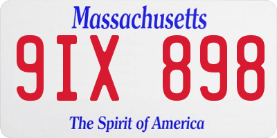 MA license plate 9IX898