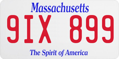 MA license plate 9IX899