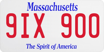 MA license plate 9IX900