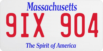 MA license plate 9IX904
