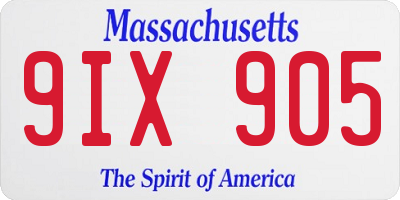 MA license plate 9IX905