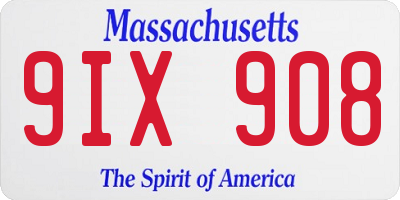 MA license plate 9IX908
