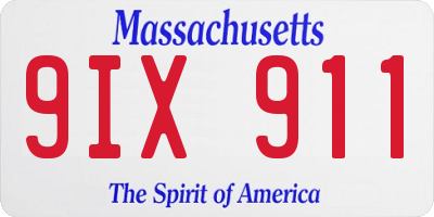 MA license plate 9IX911