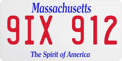 MA license plate 9IX912
