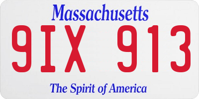 MA license plate 9IX913