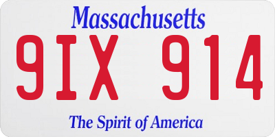MA license plate 9IX914