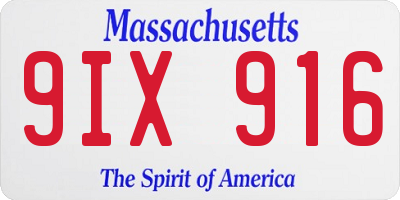 MA license plate 9IX916