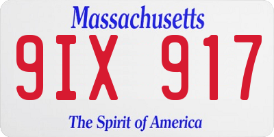 MA license plate 9IX917