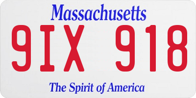 MA license plate 9IX918