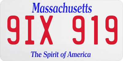 MA license plate 9IX919