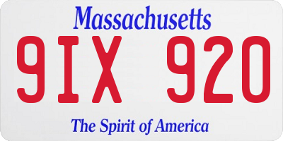 MA license plate 9IX920