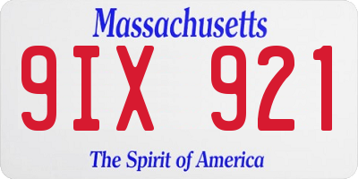 MA license plate 9IX921