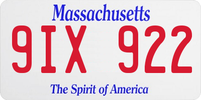 MA license plate 9IX922