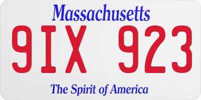 MA license plate 9IX923
