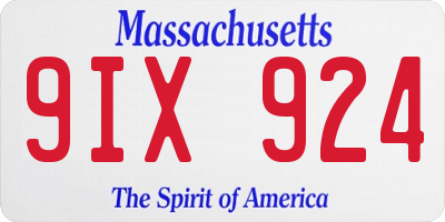 MA license plate 9IX924