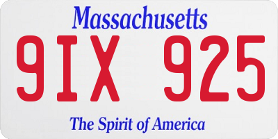 MA license plate 9IX925