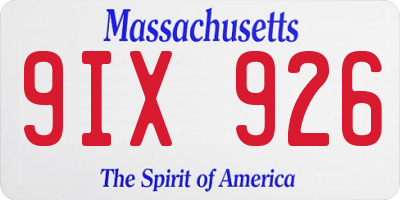 MA license plate 9IX926