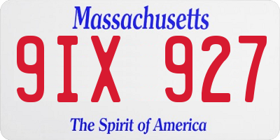 MA license plate 9IX927